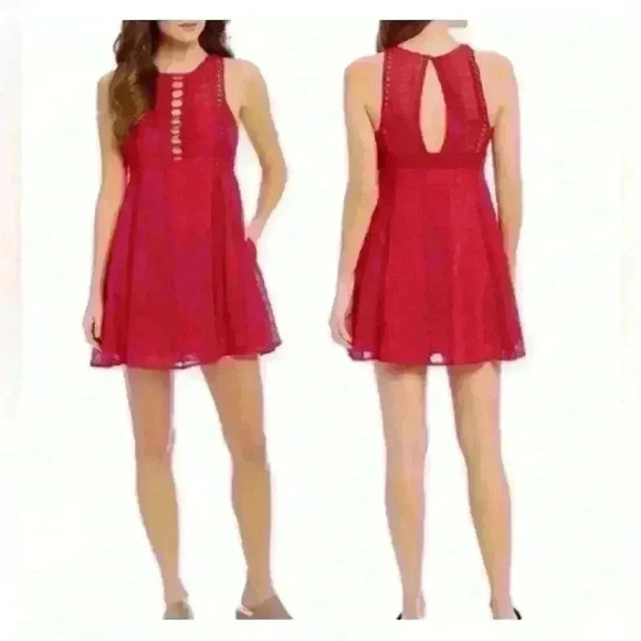 Free People Dresses & Skirts - Free People Wherever you go red lace mini dress size 8